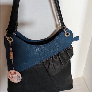 ESPE Vegan Leather Black and Blue Women's Shoulder / Tote Bag
